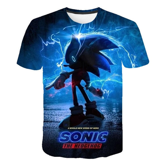 2020 Summer Boys Cartoon Sonic hedgehog t shirt Blue 3D Printed Girls –  Sportworld