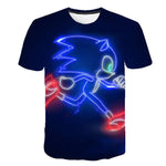 2020 Summer Boys Cartoon Sonic hedgehog t shirt Blue 3D Printed Girls Streetwear Children Kids Clothes Baby Funny Tshirt O-Neck