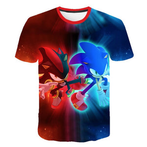 2020 Summer Boys Cartoon Sonic hedgehog t shirt Blue 3D Printed Girls –  Sportworld