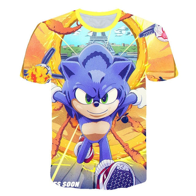 Crianças 3d dos desenhos animados jogo do sonic de impressão de t-shirts  traje meninos t-shirt de verão meninas t-shirt de roupas de crianças tee  tops roupas comprar - Topos & Tees /