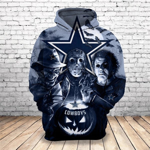 Dallas Cowboys Hoodies 3D Sweatshirt Long Sleeve Horror