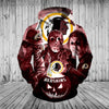 Men's Washington Redskins Zip Up Hoodies 3D Sweatshirt Horror
