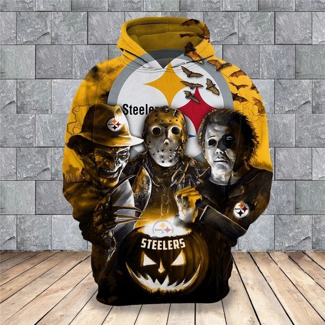 Pittsburgh Steelers Hoodies 3D Sweatshirt Long Sleeve Horror