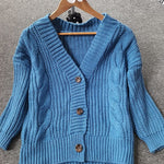 Winter Long Sleeve V neck Jumper Cardigans Casual Streetwear Fashion Pull Femme Coat