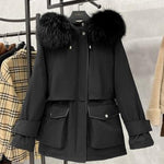 Winter Hooded Jacket Thick Warm Parkas Female Outerwear Large Natural Raccoon