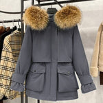 Winter Hooded Jacket Thick Warm Parkas Female Outerwear Large Natural Raccoon