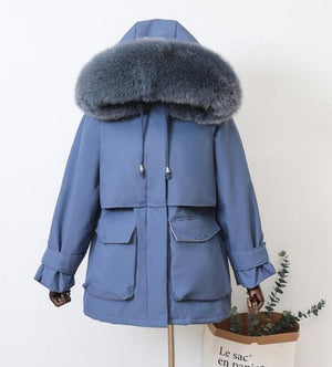 Winter Hooded Jacket Thick Warm Parkas Female Outerwear Large Natural Raccoon