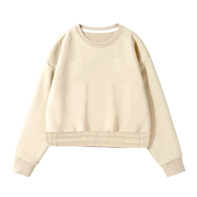 Aachoae Women Fleece Hoodies Sweatshirt 2020 Winter Solid 100% Cotton Hooded Sweatshirt Casual Loose Jumper Pullover Jacket
